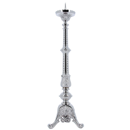Candeliere liturgico in ottone nichelato – Altezza 62 cm