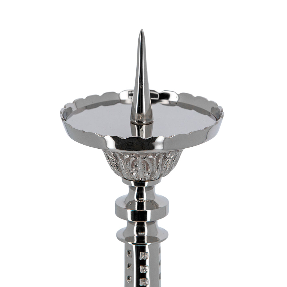Candeliere liturgico in ottone nichelato – Altezza 62 cm