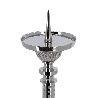 Candeliere liturgico in ottone nichelato – Altezza 62 cm
