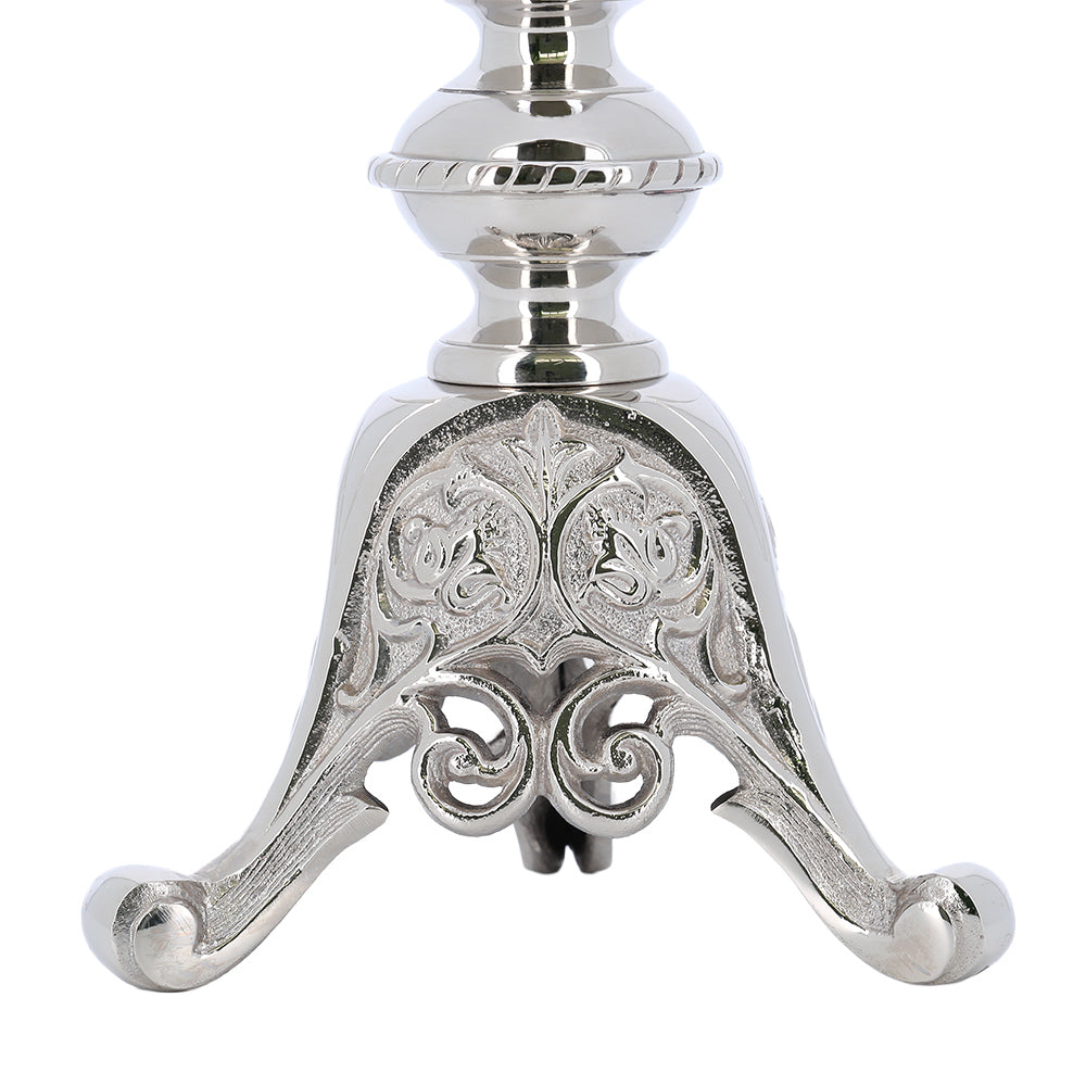 Candeliere liturgico in ottone nichelato – Altezza 62 cm