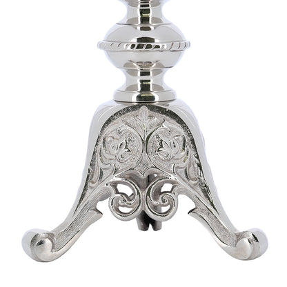 Candeliere liturgico in ottone nichelato – Altezza 62 cm