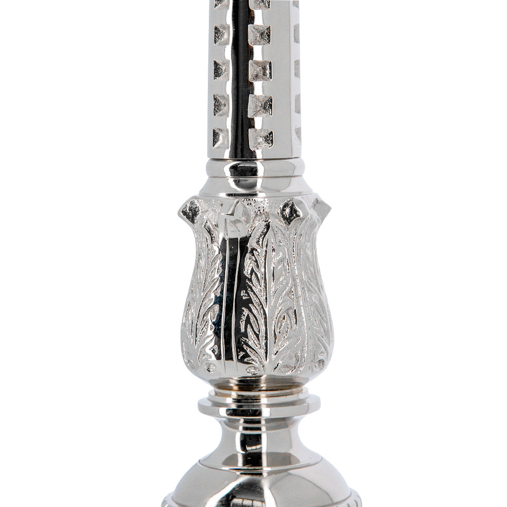 Candeliere liturgico in ottone nichelato – Altezza 62 cm