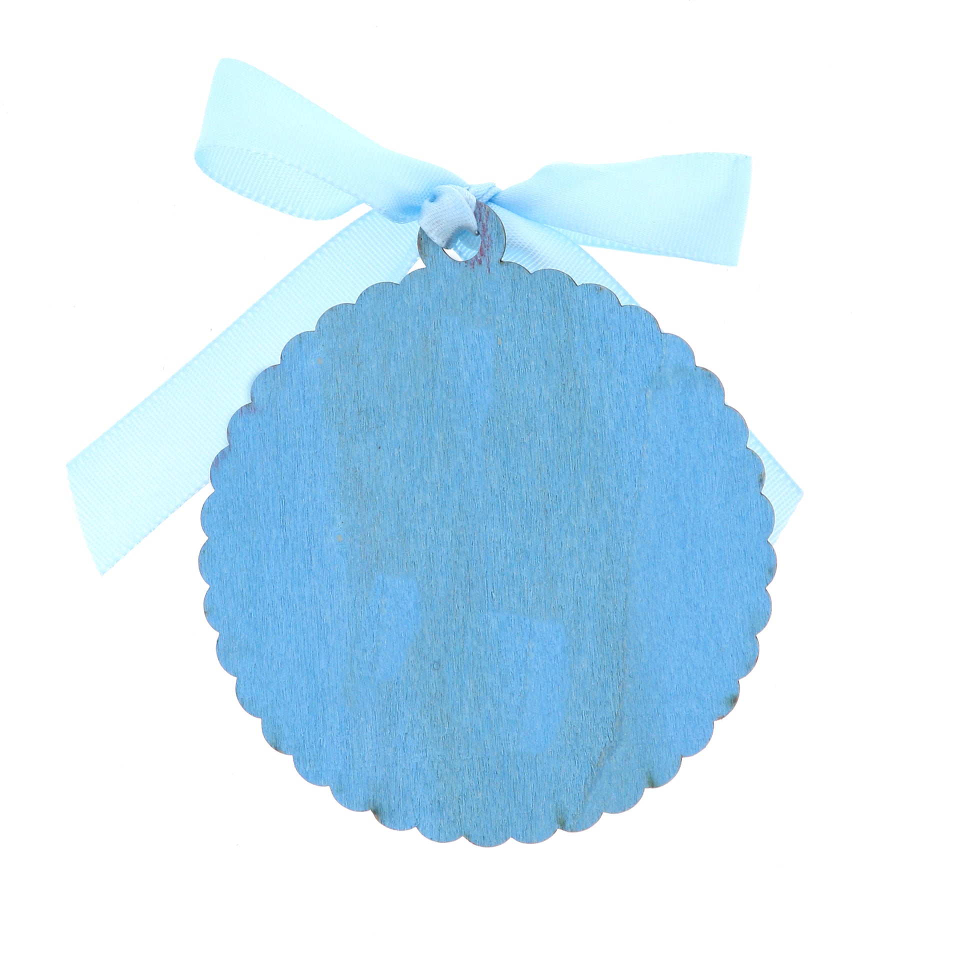 Capoculla in legno con placca Madonna con Bambino in bilaminato d'argento. Diametro 8 cm
