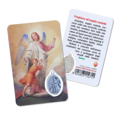 Card plastificata Angelo Custode, da collezione. Dimensioni 5,5x8,5 cm