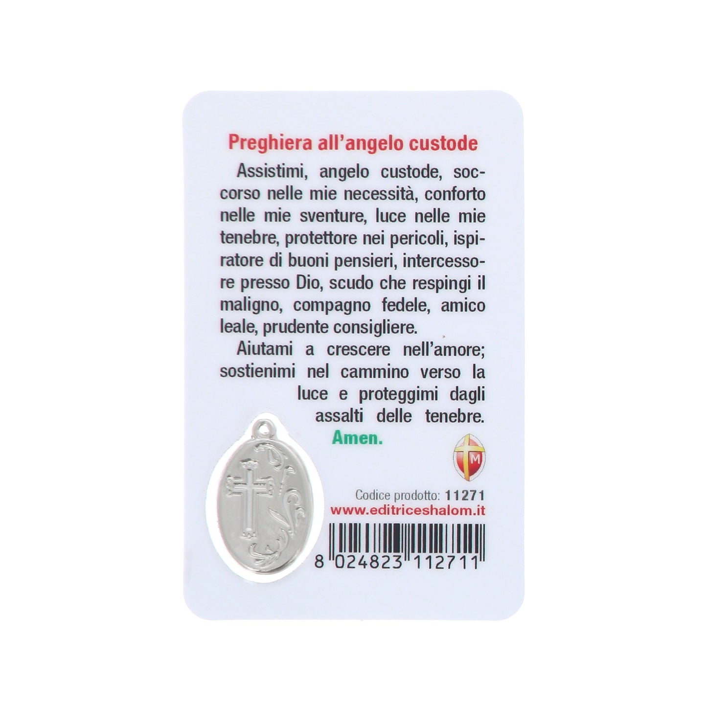 Card plastificata Angelo Custode, da collezione. Dimensioni 5,5x8,5 cm