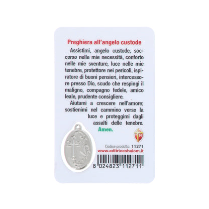 Card plastificata Angelo Custode, da collezione. Dimensioni 5,5x8,5 cm