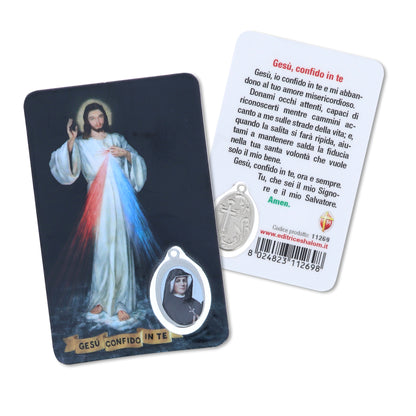 Card plastificata Divina Misericordia, da collezione. Dimensioni 5,5x8,5 cm