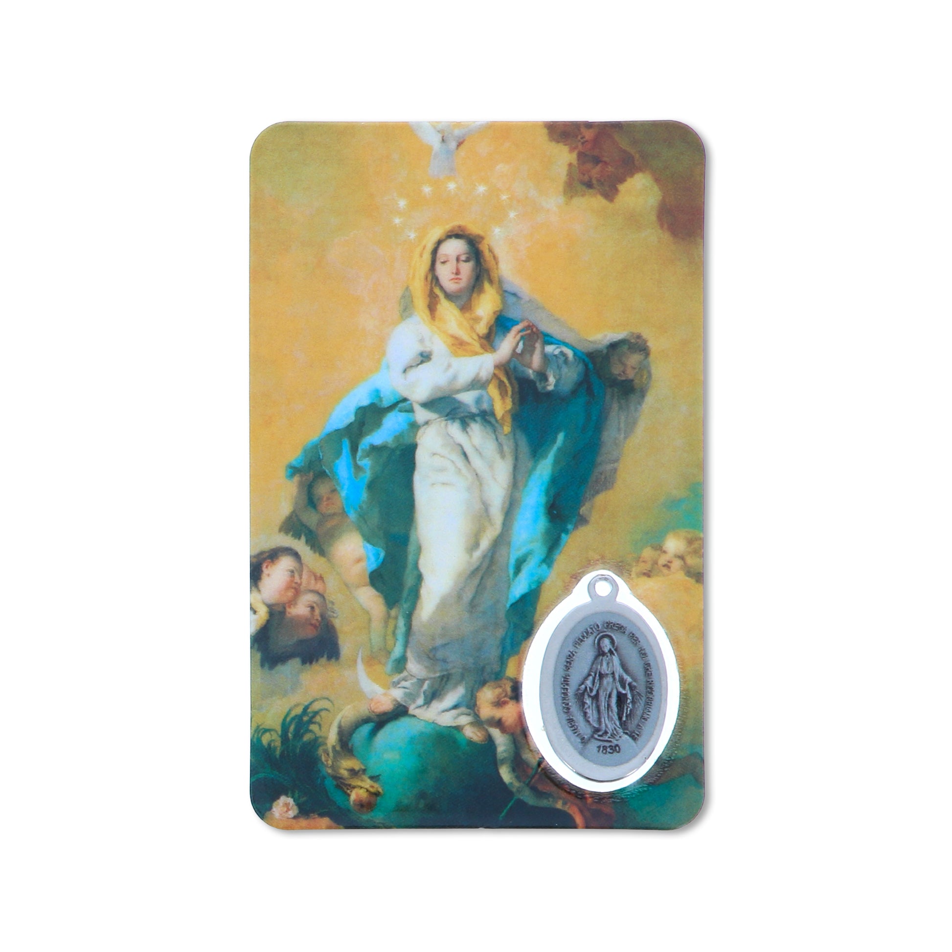 Card plastificata Madonna Immacolata, da collezione. Dimensioni 5,5x8,5 cm
