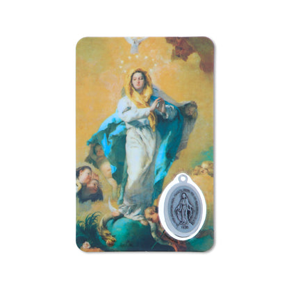 Card plastificata Madonna Immacolata, da collezione. Dimensioni 5,5x8,5 cm

