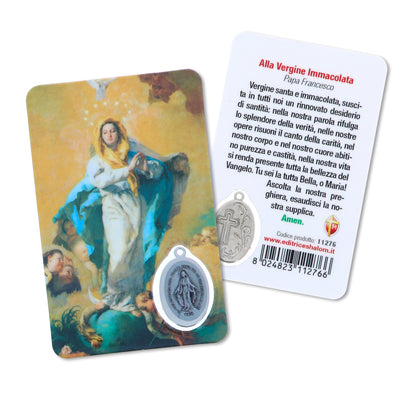 Card plastificata Madonna Immacolata, da collezione. Dimensioni 5,5x8,5 cm
