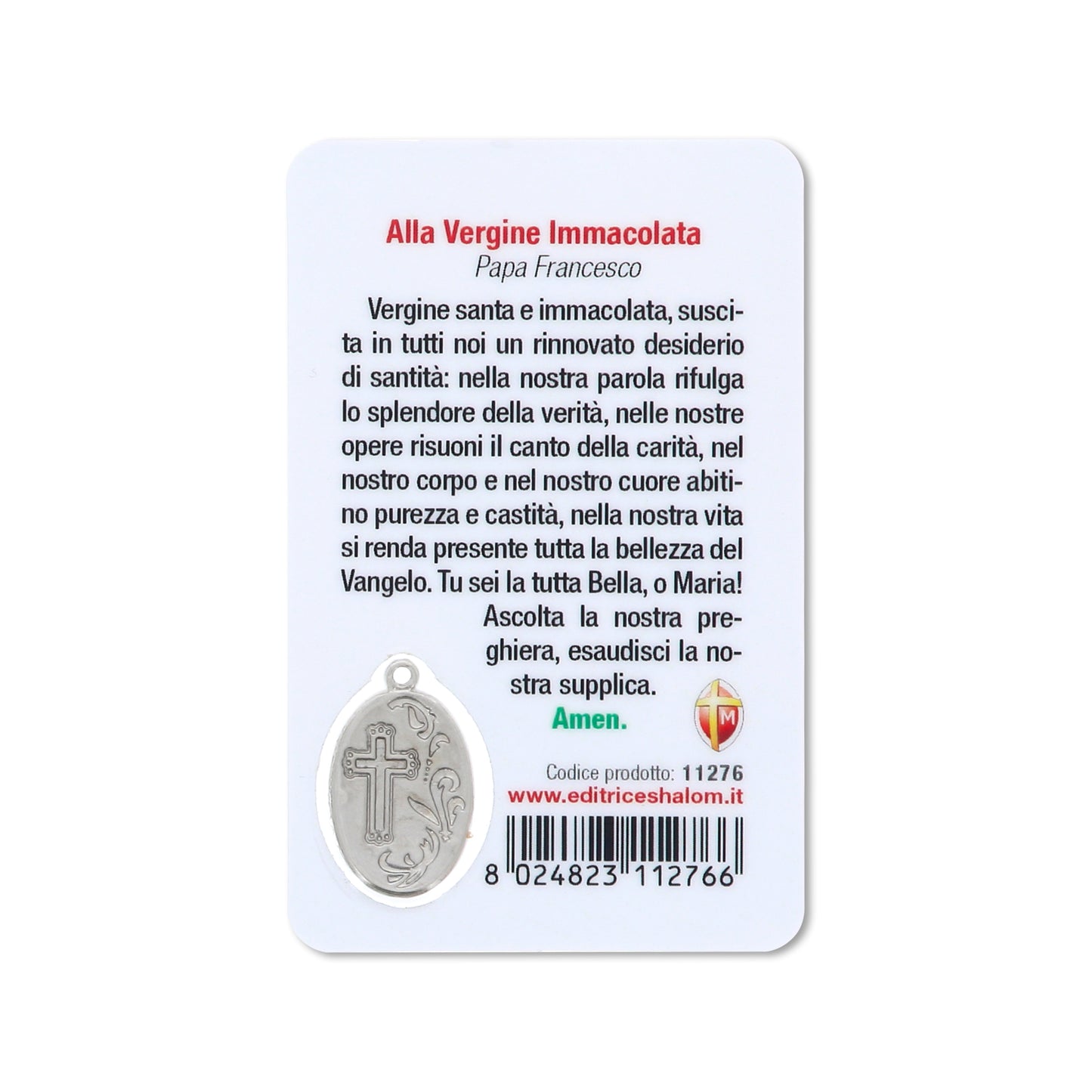 Card plastificata Madonna Immacolata, da collezione. Dimensioni 5,5x8,5 cm
