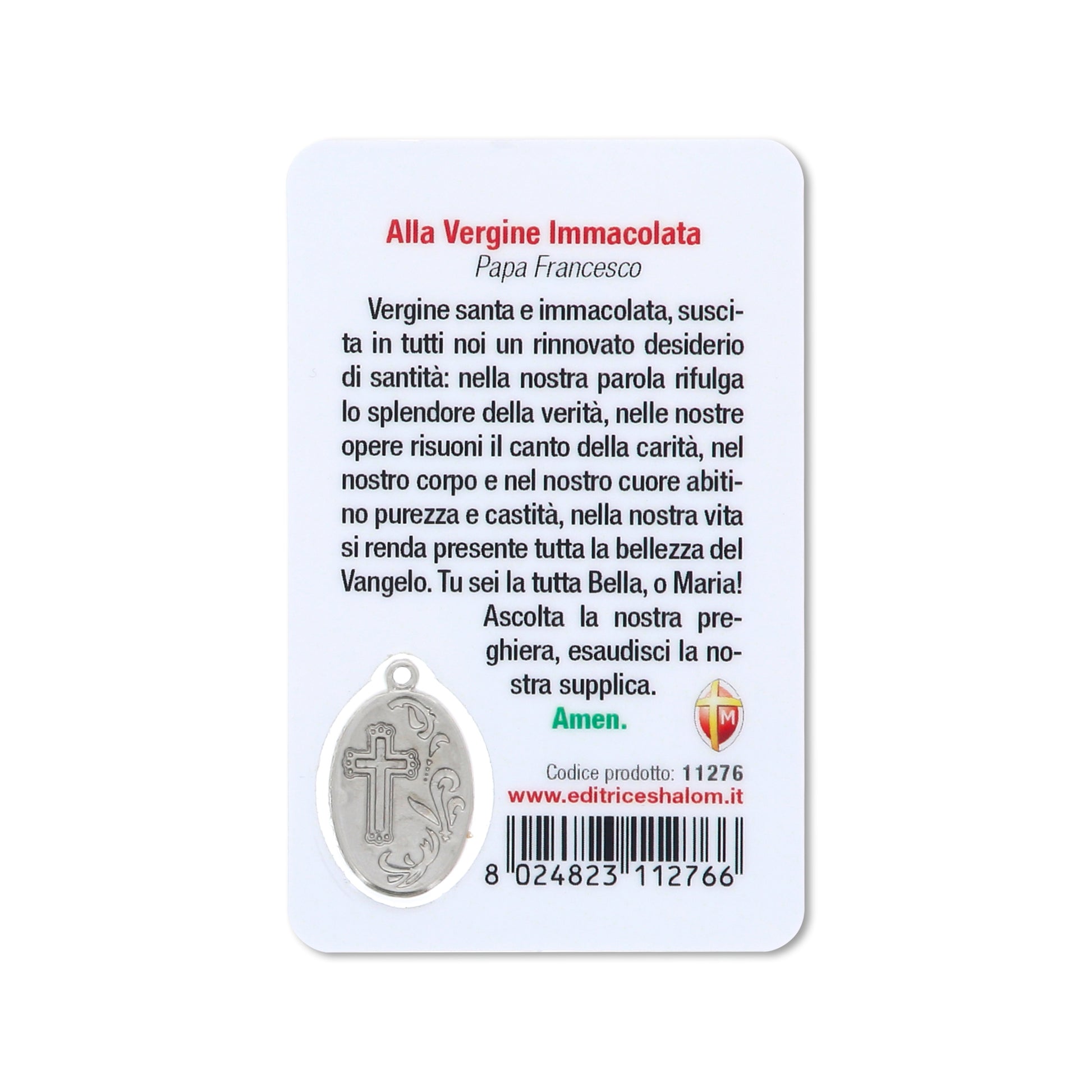 Card plastificata Madonna Immacolata, da collezione. Dimensioni 5,5x8,5 cm
