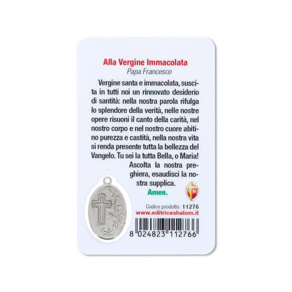Card plastificata Madonna Immacolata, da collezione. Dimensioni 5,5x8,5 cm
