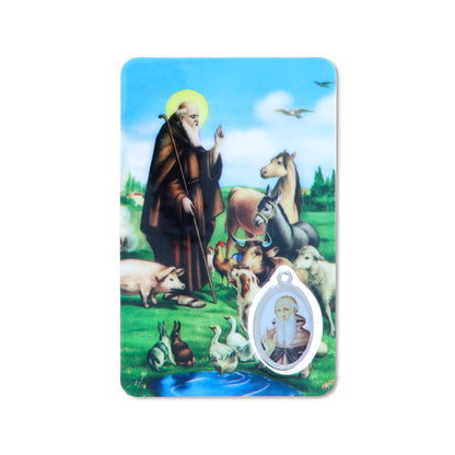 Laminated Saint Anthony the Abbot collector card. Dimensions 5,5x8,5 cm