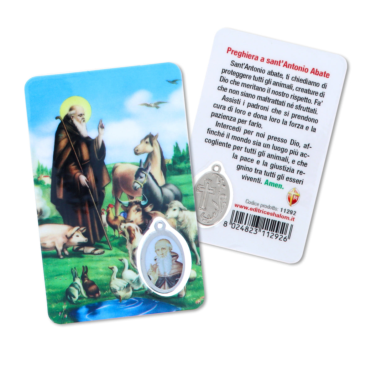 Laminated Saint Anthony the Abbot collector card. Dimensions 5,5x8,5 cm