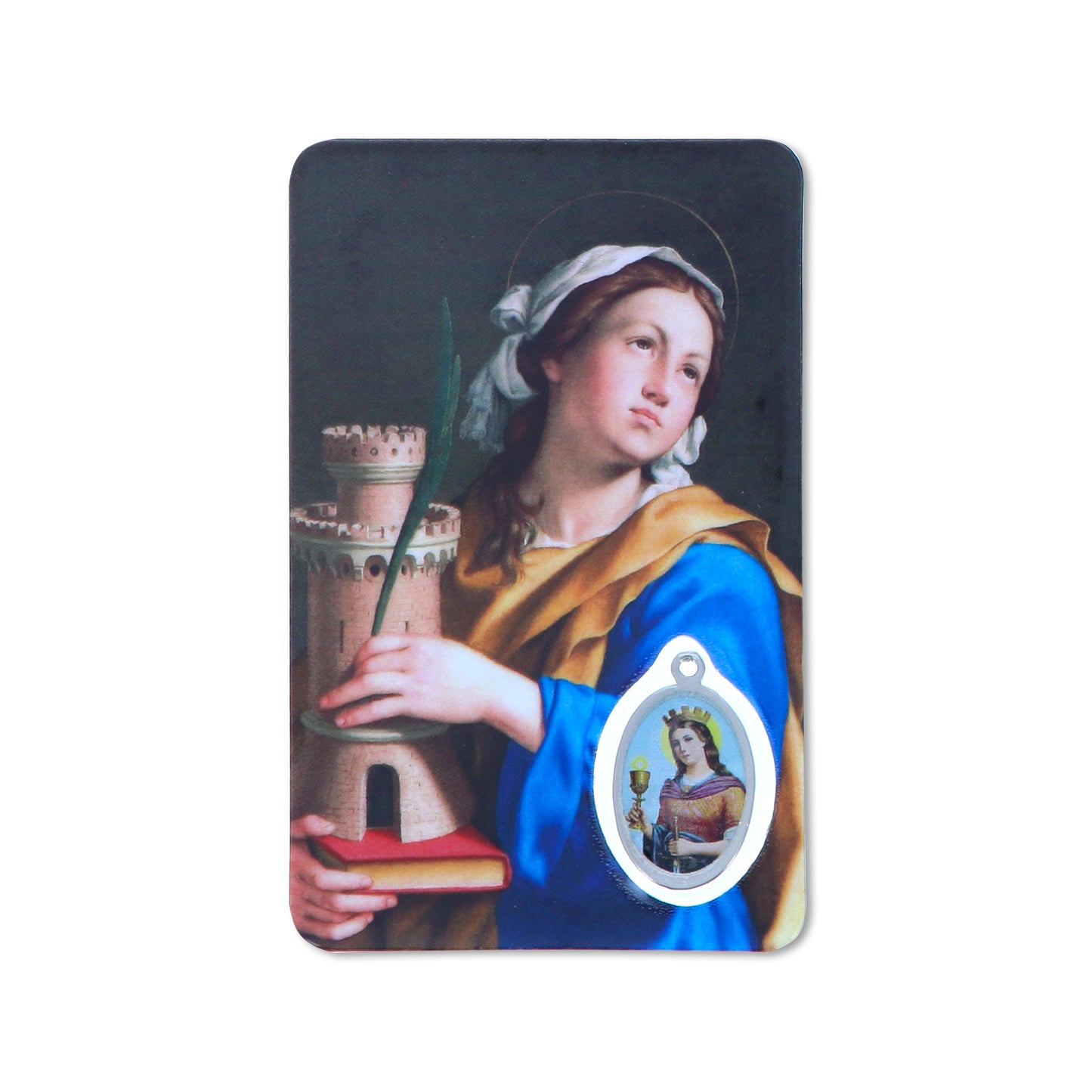 Card plastificata Santa Barbara, da collezione. Dimensioni 5,5x8,5 cm