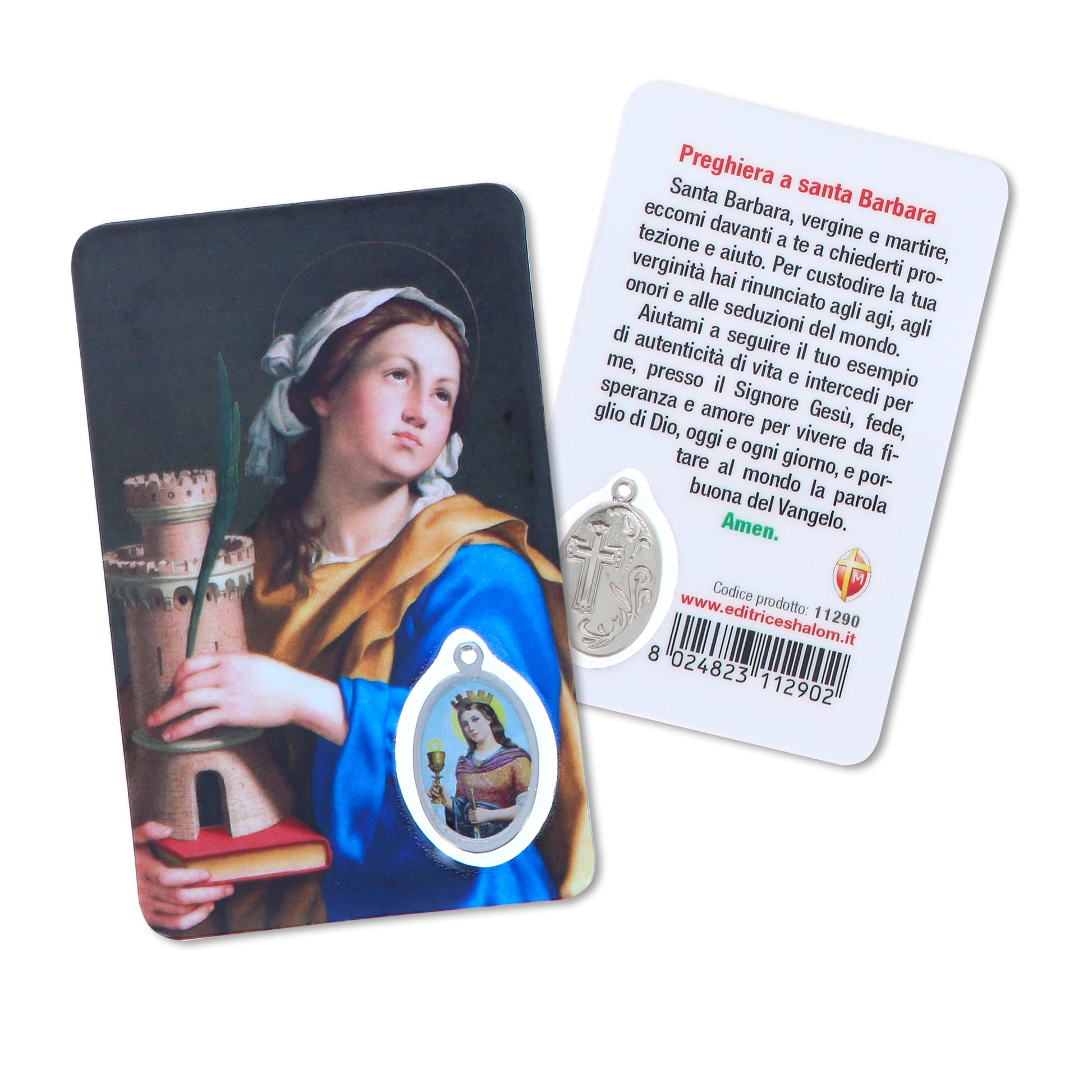 Card plastificata Santa Barbara, da collezione. Dimensioni 5,5x8,5 cm