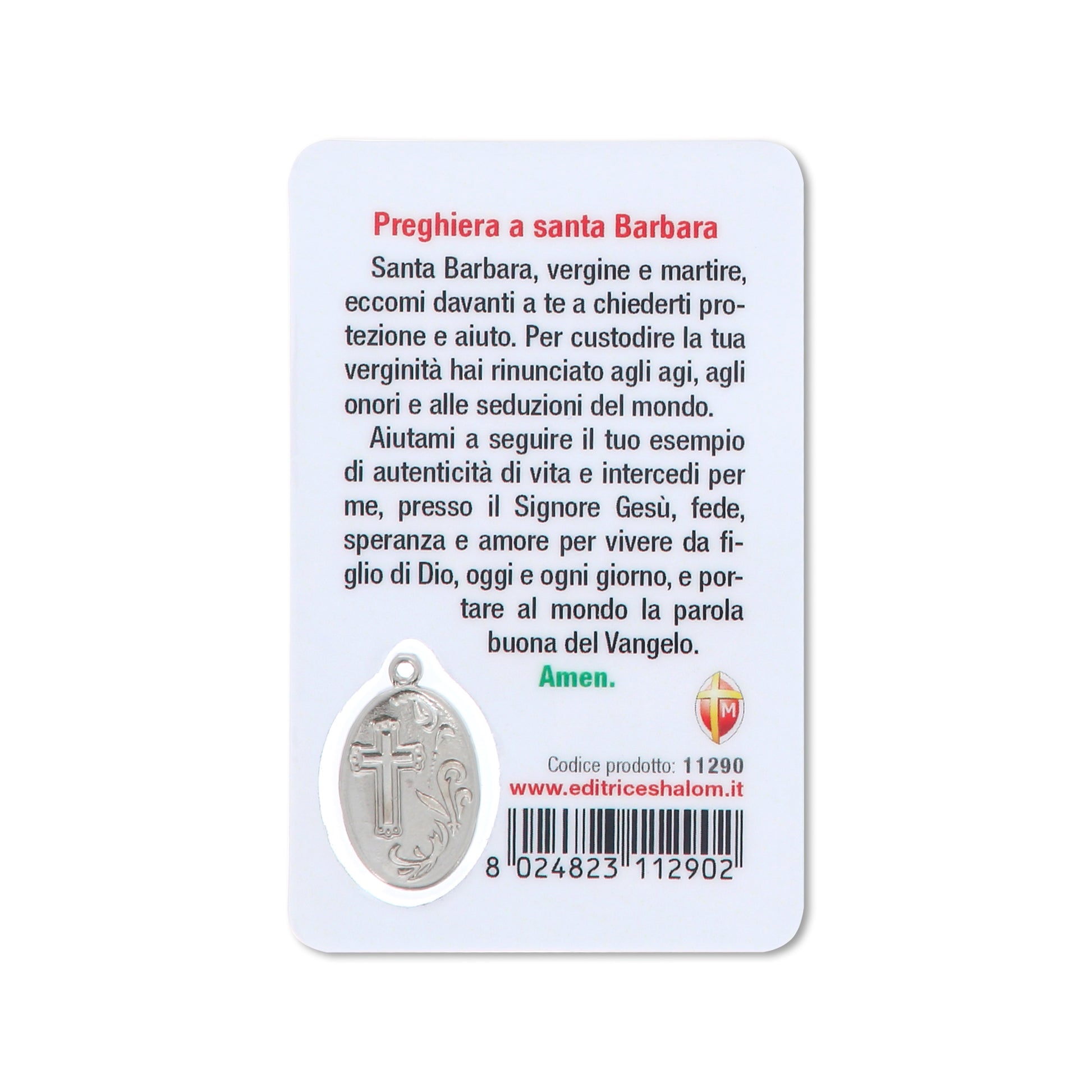 Card plastificata Santa Barbara, da collezione. Dimensioni 5,5x8,5 cm