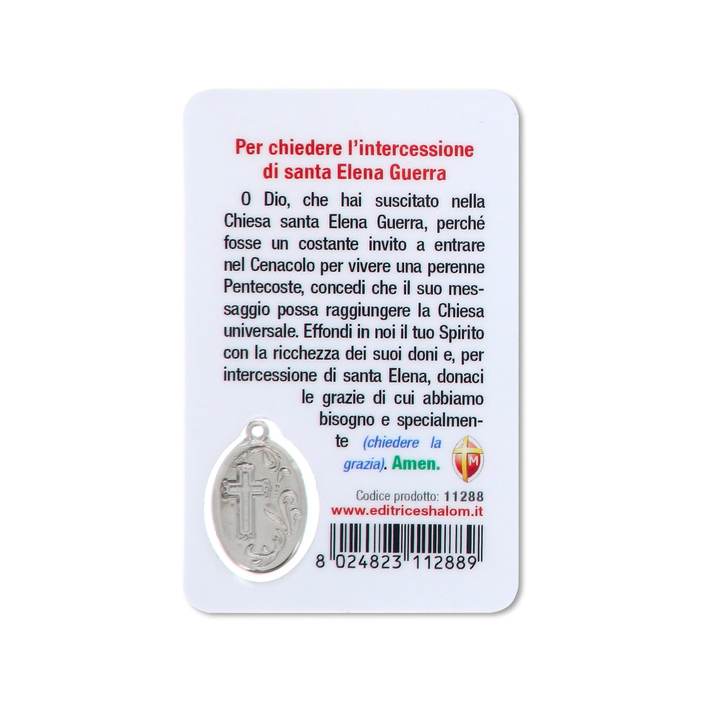 Card plastificata Santa Elena Guerra, da collezione. Dimensioni 5,5x8,5 cm