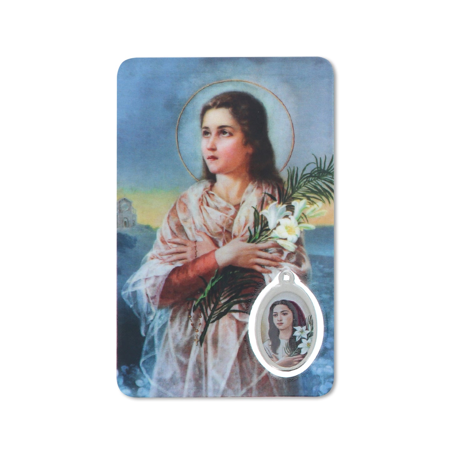Card plastificata Santa Maria Goretti, da collezione. Dimensioni 5,5x8,5 cm