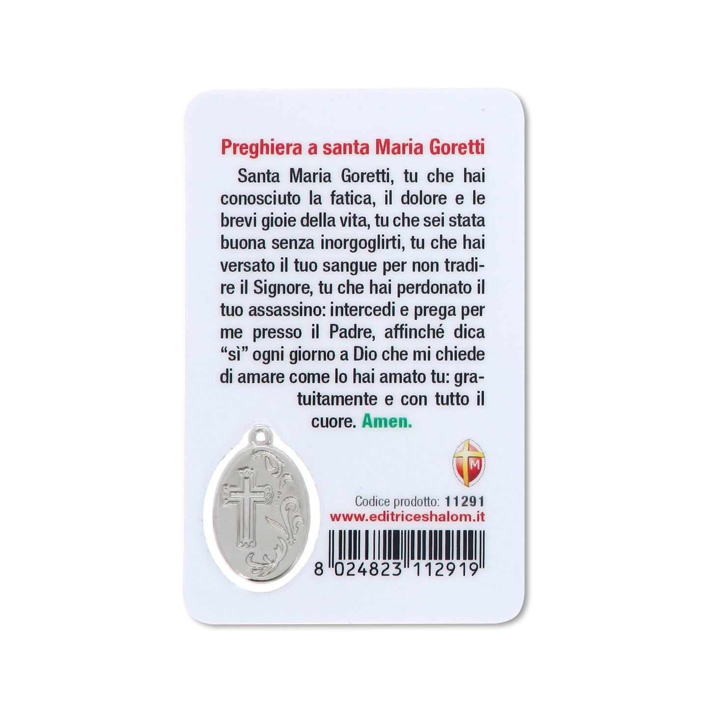 Card plastificata Santa Maria Goretti, da collezione. Dimensioni 5,5x8,5 cm