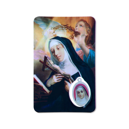 Card plastificata Santa Rita, da collezione. Dimensioni 5,5x8,5 cm