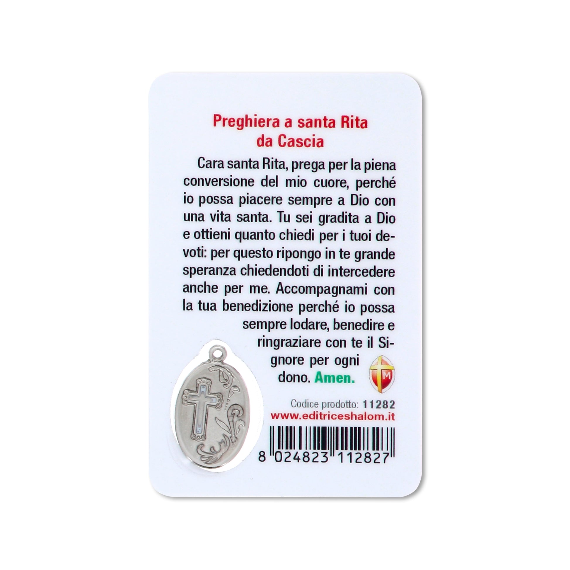Card plastificata Santa Rita, da collezione. Dimensioni 5,5x8,5 cm