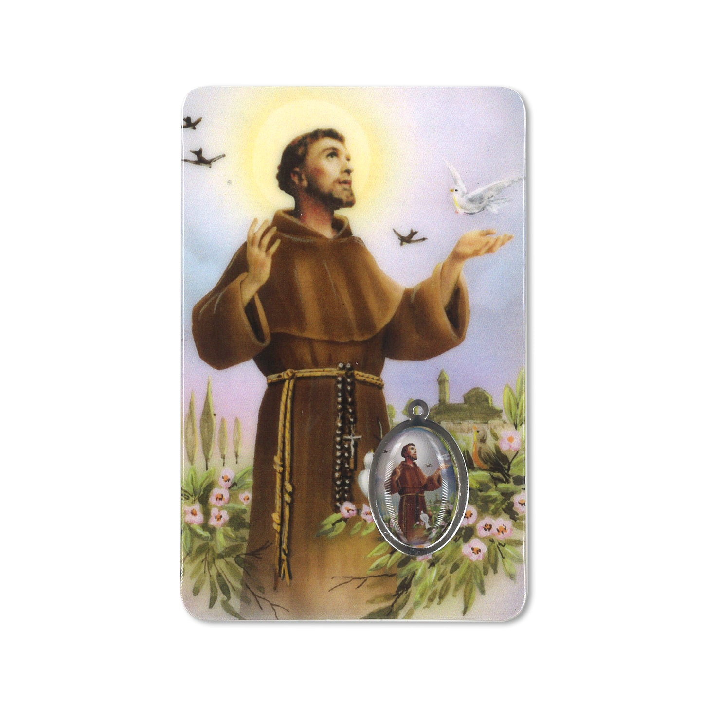 Card plastificata San Francesco, da collezione. Dimensioni 5,5x8,5 cm