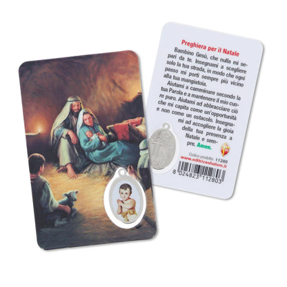 Card plastificata Santo Natale, da collezione. Dimensioni 5,5x8,5 cm