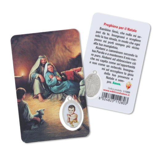 Card plastificata Santo Natale, da collezione. Dimensioni 5,5x8,5 cm