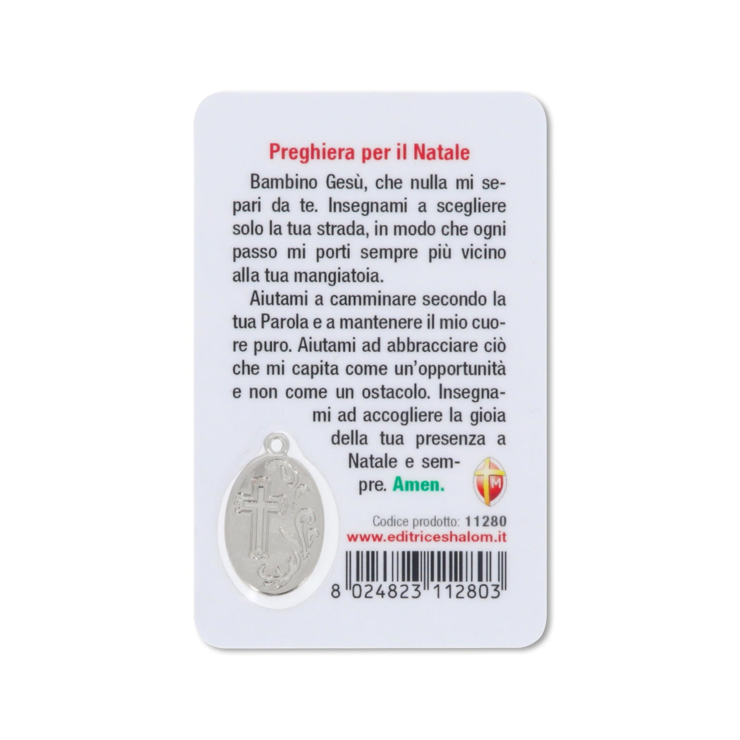 Card plastificata Santo Natale, da collezione. Dimensioni 5,5x8,5 cm