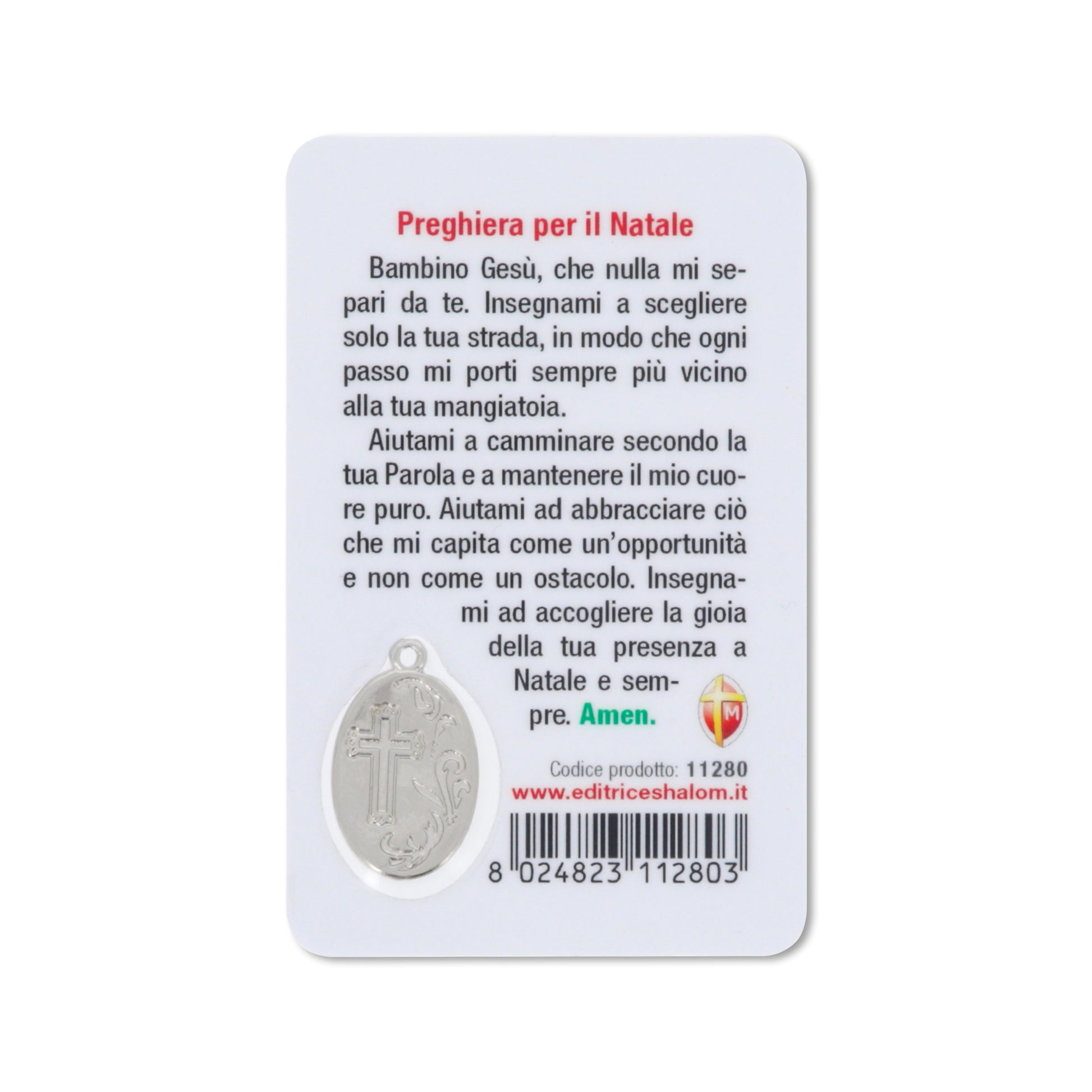 Card plastificata Santo Natale, da collezione. Dimensioni 5,5x8,5 cm