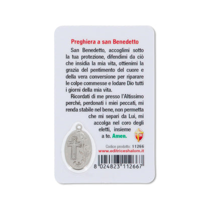 Card plastificata San Benedetto, da collezione. Dimensioni 5,5x8,5 cm