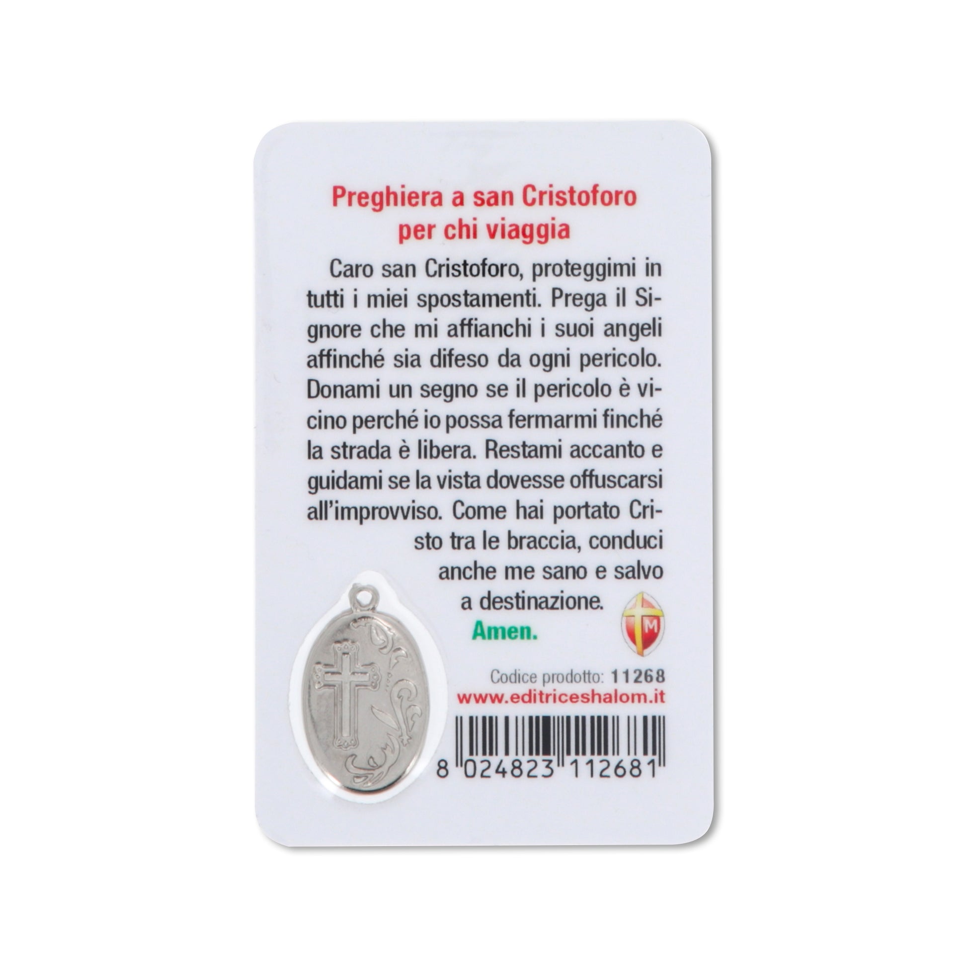 Card plastificata San Cristoforo, da collezione. Dimensioni 5,5x8,5 cm
