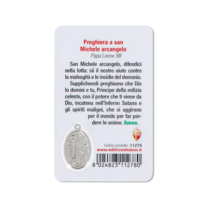 Card plastificata San Michele Arcangelo, da collezione. Dimensioni 5,5x8,5 cm