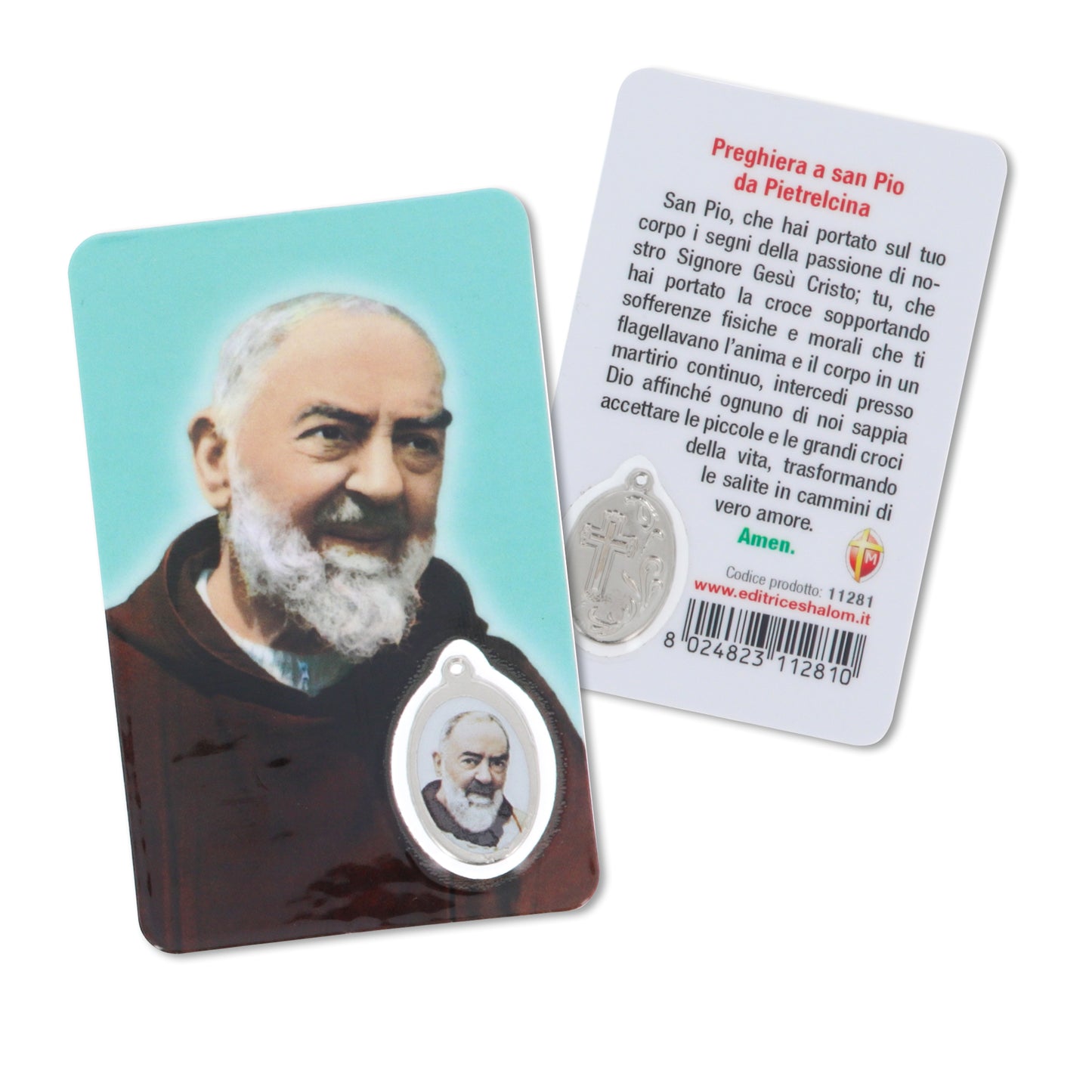 Card plastificata San Pio, da collezione. Dimensioni 5,5x8,5 cm