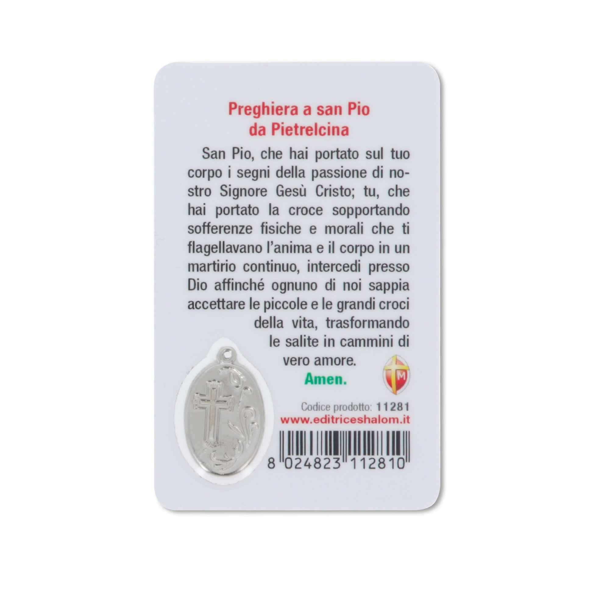 Card plastificata San Pio, da collezione. Dimensioni 5,5x8,5 cm