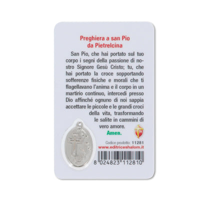 Card plastificata San Pio, da collezione. Dimensioni 5,5x8,5 cm