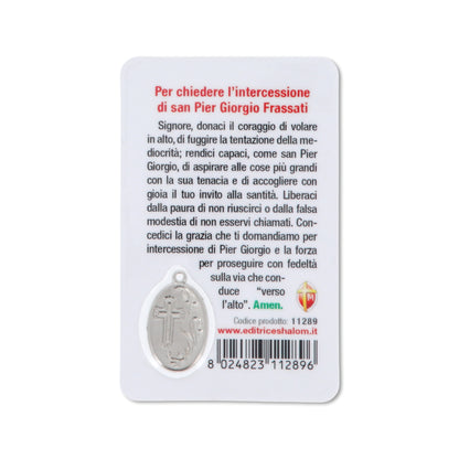 Card plastificata San Pier Giorgio Frassati, da collezione. Dimensioni 5,5x8,5 cm