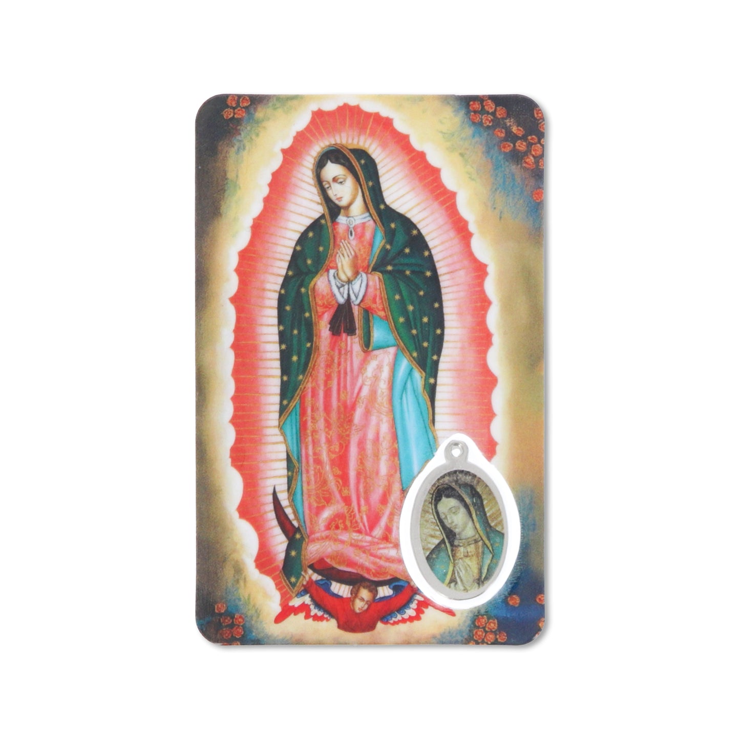 Card plastificata Madonna di Guadalupe, da collezione. Dimensioni 5,5x8,5 cm