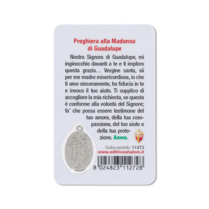 Card plastificata Madonna di Guadalupe, da collezione. Dimensioni 5,5x8,5 cm