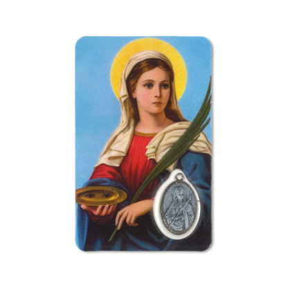 Card plastificata Santa Lucia. Dimensioni 5,5x8,5 cm