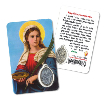 Card plastificata Santa Lucia. Dimensioni 5,5x8,5 cm