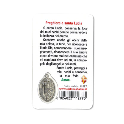Card plastificata Santa Lucia. Dimensioni 5,5x8,5 cm