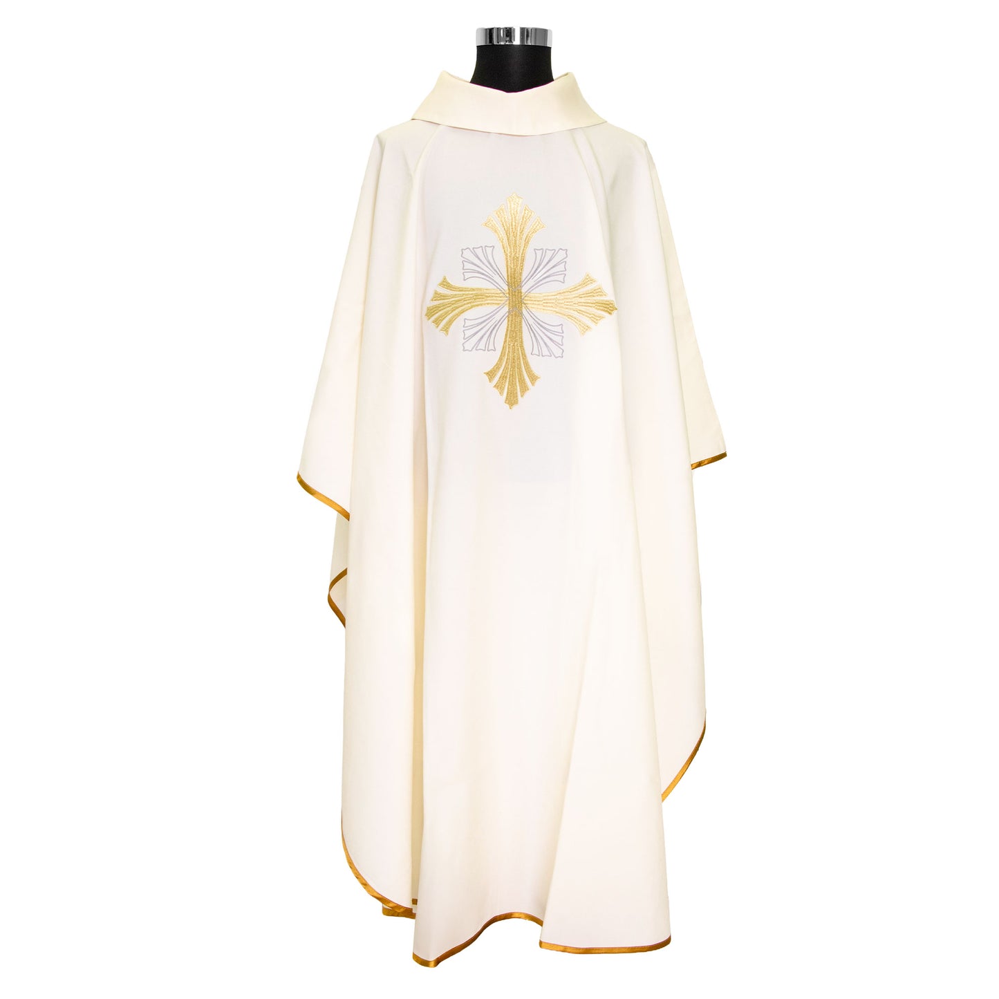 Casula liturgica con ricamo croce dorata