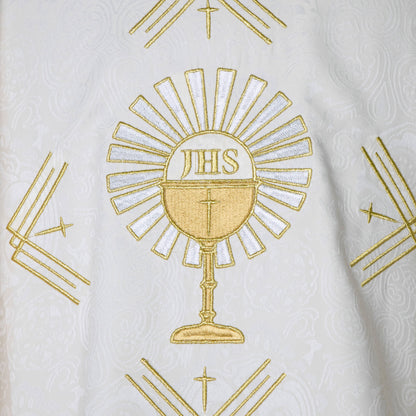 Casula sacerdotale damascata con ricamo calice