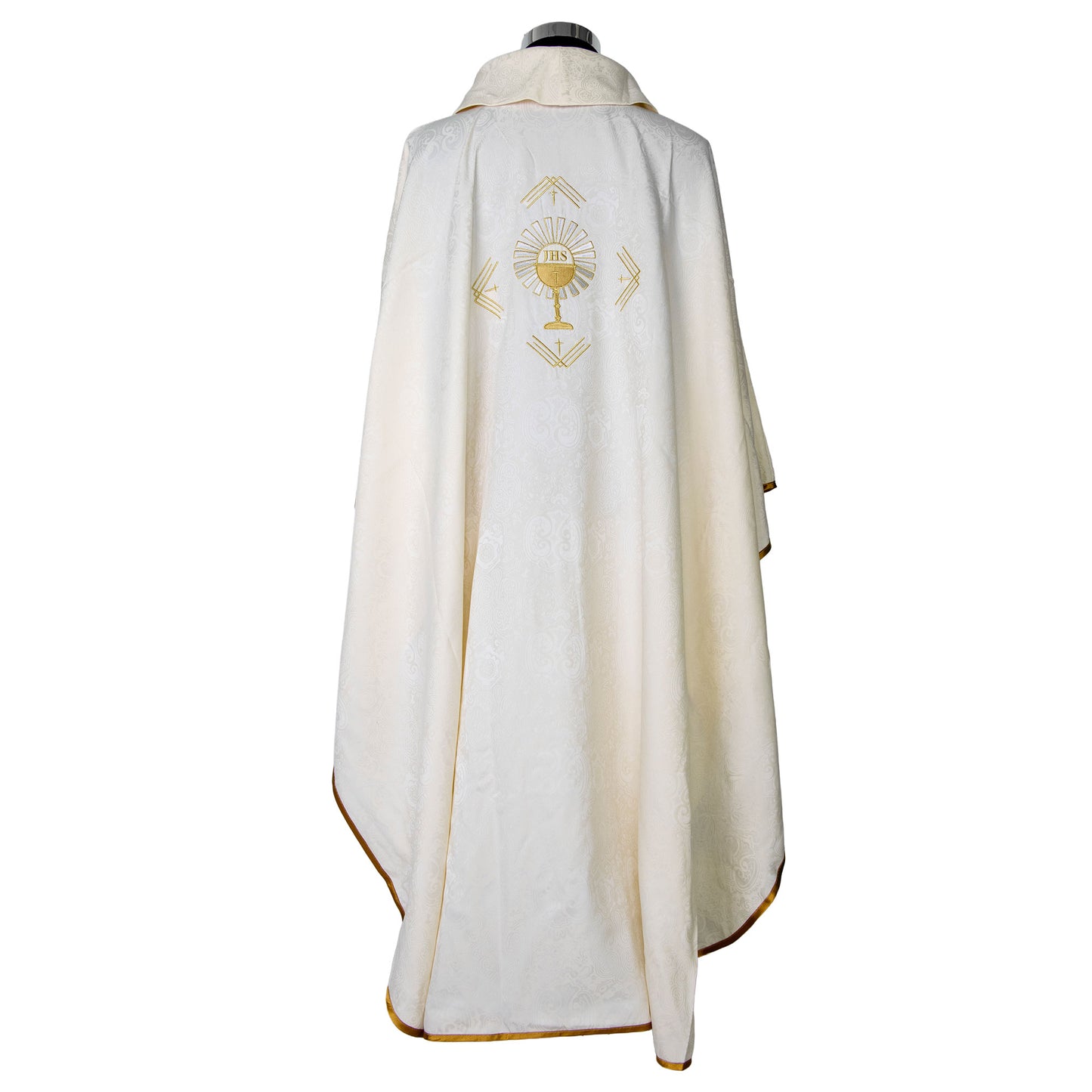 Casula sacerdotale damascata con ricamo calice