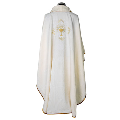 Casula sacerdotale damascata con ricamo calice