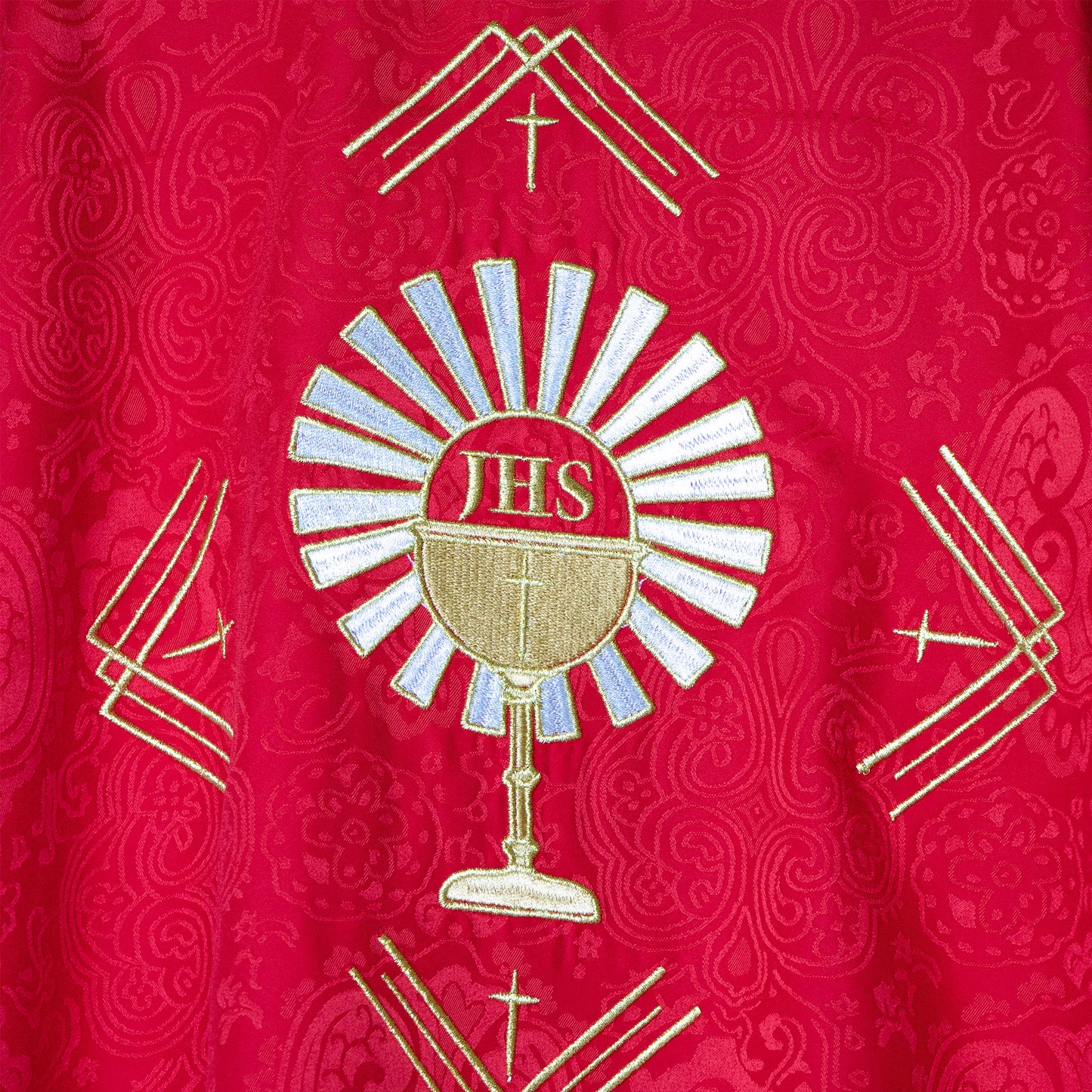 Casula sacerdotale damascata con ricamo calice