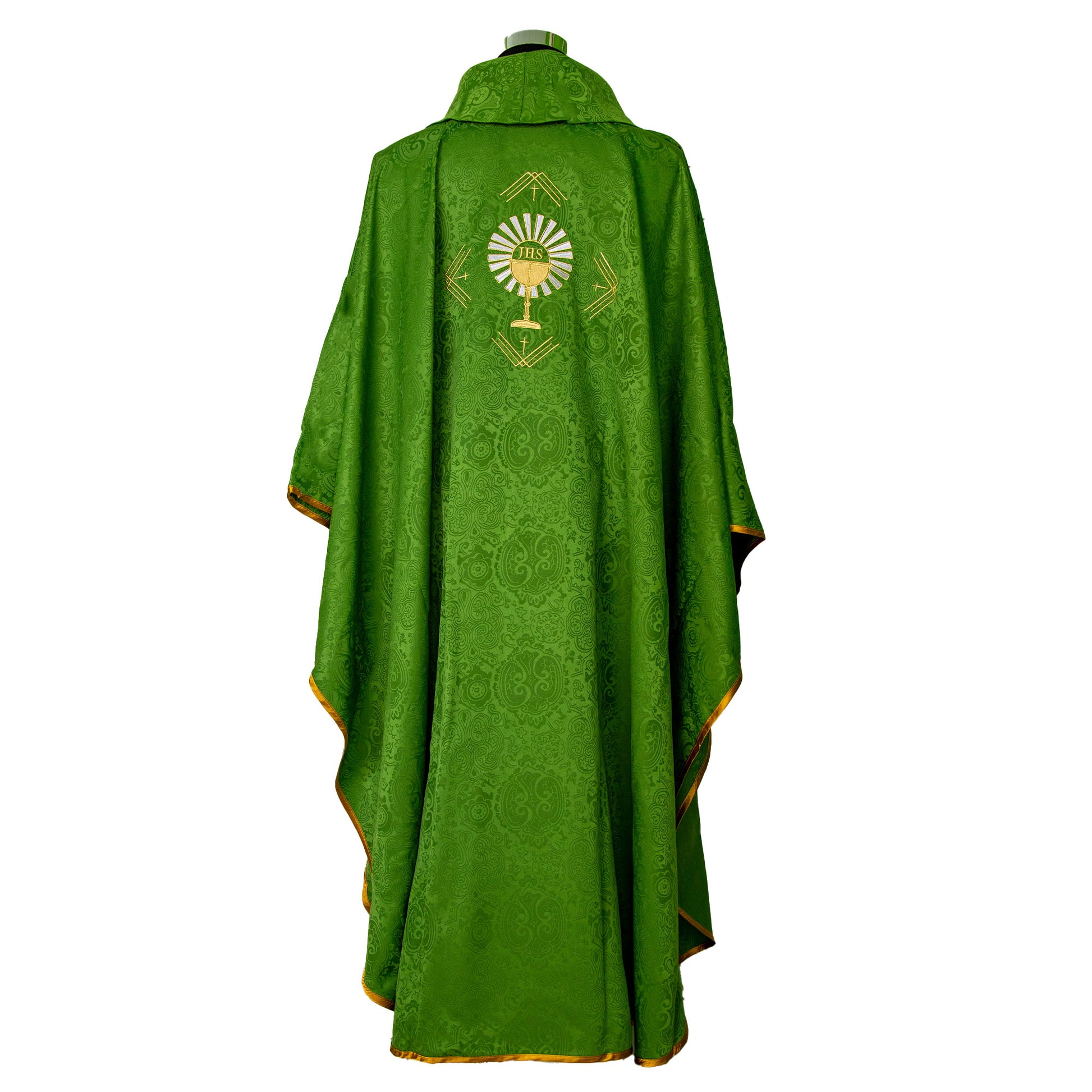 Casula sacerdotale damascata con ricamo calice